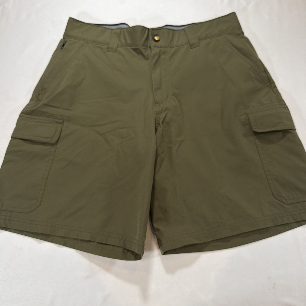 Orvis Mens 32 Green Cargo Shorts Outdoors Hiking Workwear Chino 9" Inseam
